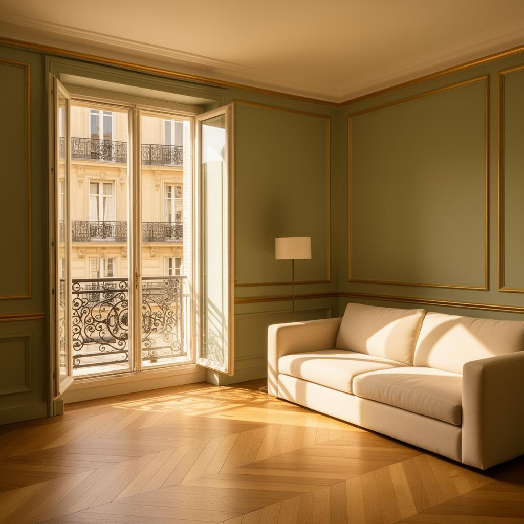 Salon d'appartement haussmannien lumineux, audité par Auditimo
